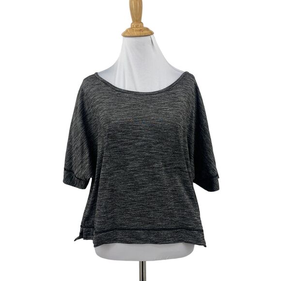 Lucy Boxy Shirt Womens M Medium Heather Gray Short Sleeve Cropped High Low Hem - Picture 1 of 11
